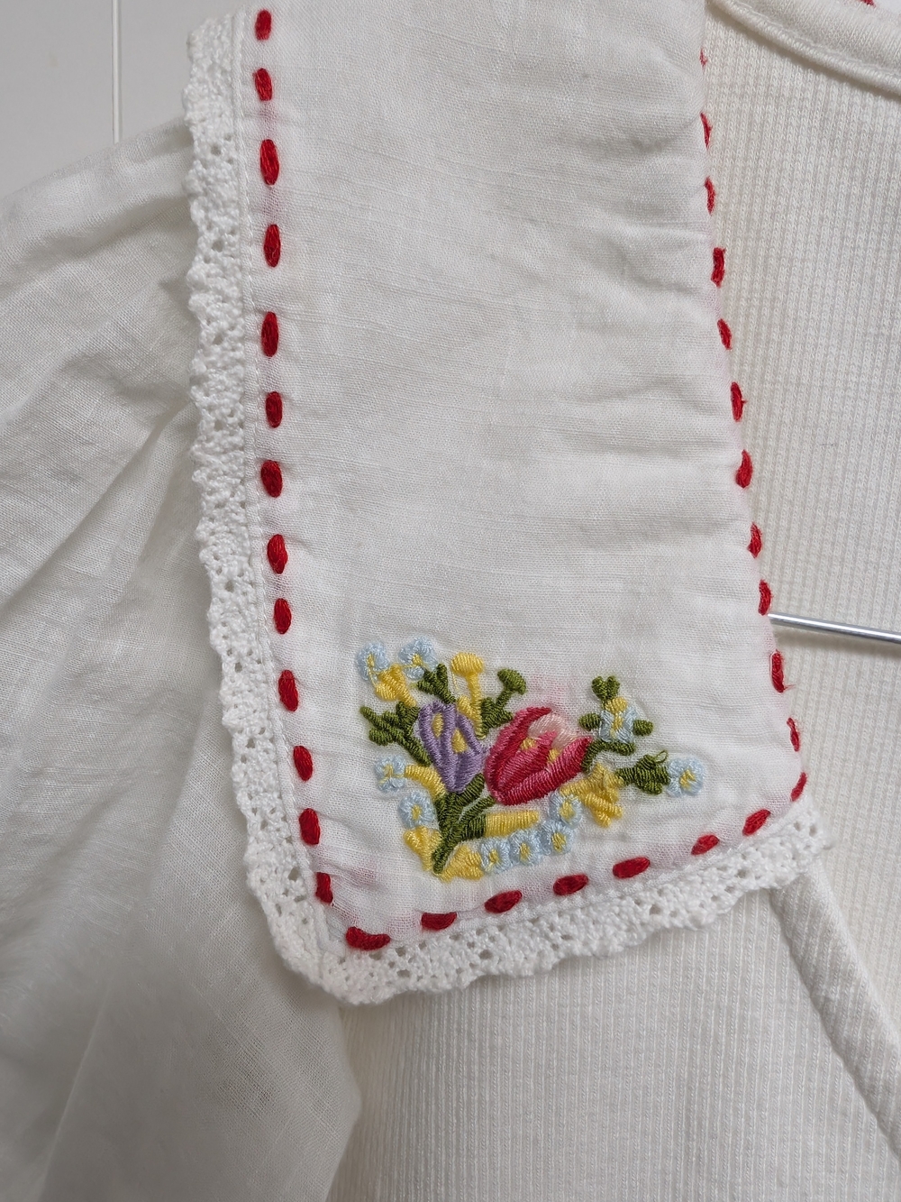 Anthroplogie Embroidered Collar Puff Sleeve Top - White - Picture 4 of 6